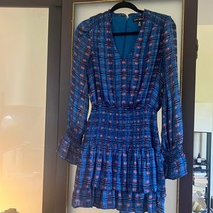 Aqua x Pendleton Womens Size M Smocked Waist V-Neck Mini Dress